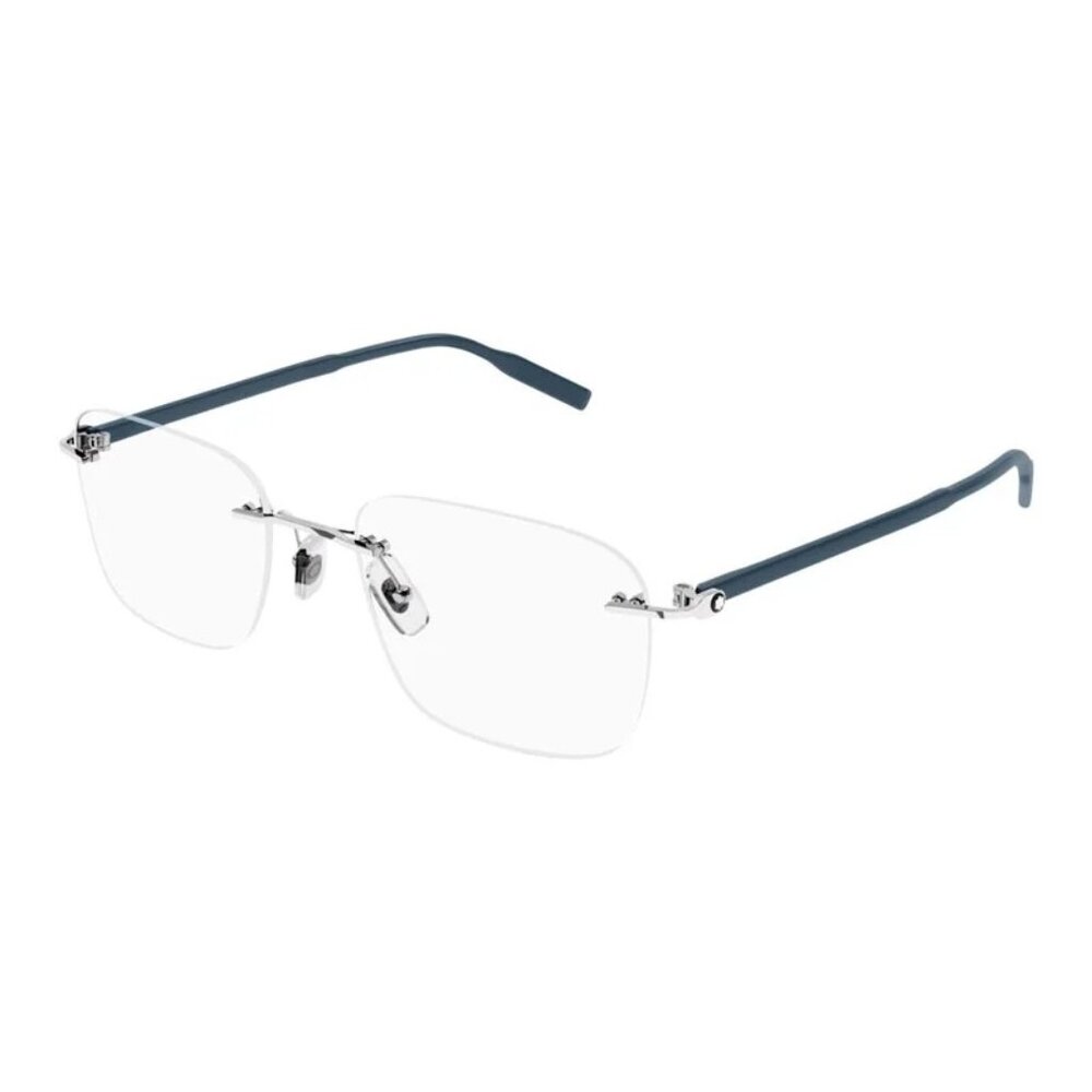 NEW MONTBLANC MB0222O 005 EYEGLASSES SILVER BLUE MEN EYEWEAR MONTBLANC